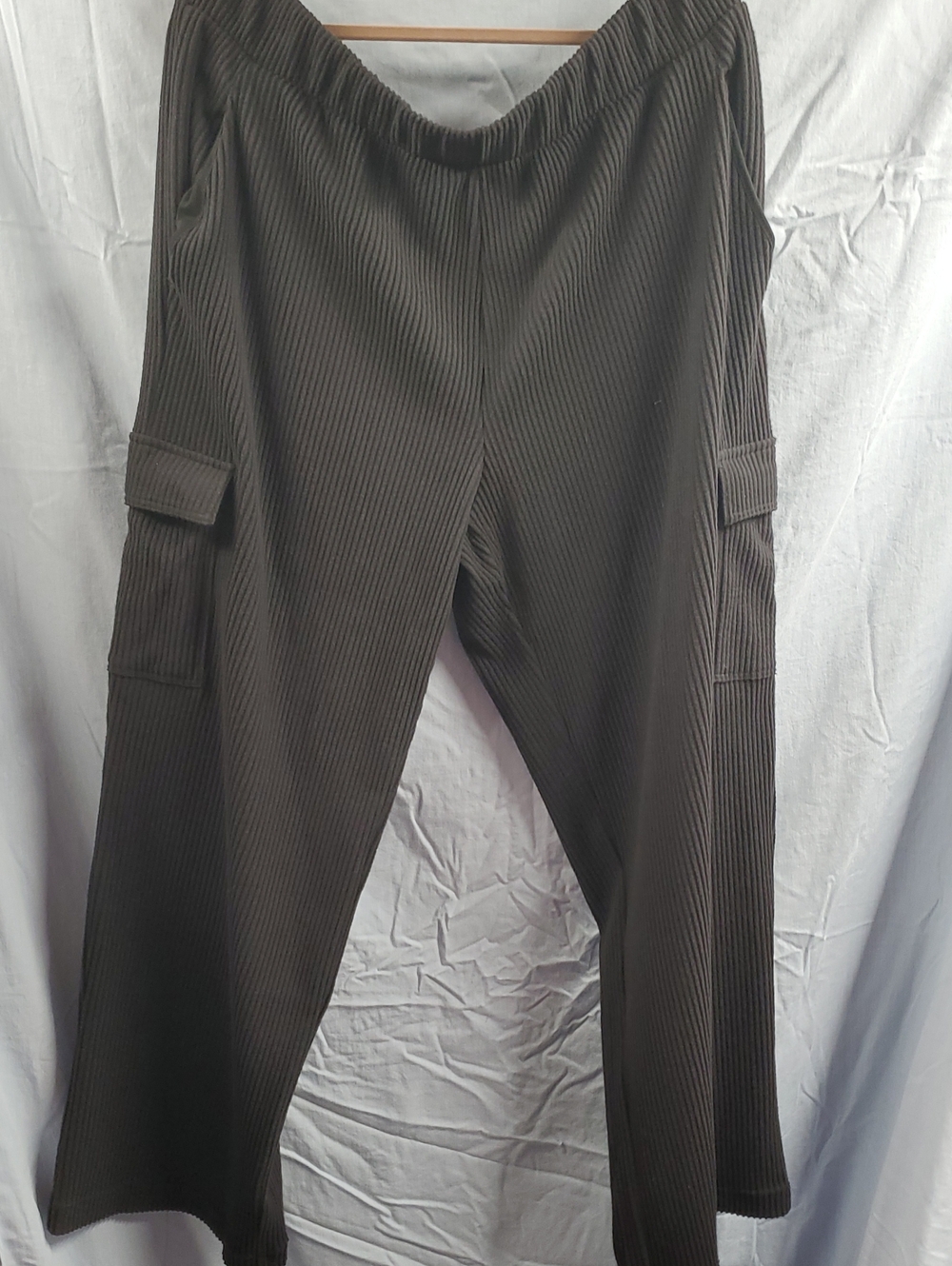 Avia Black Ribbed Cargo Pants with Side Pockets